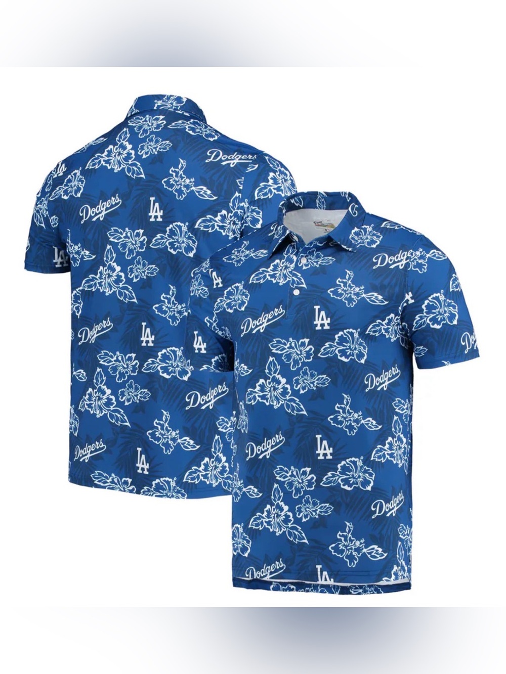 EUC! Reyn Spooner LA Dodgers Performance Polo Shirt Tropical Floral Sz Medium